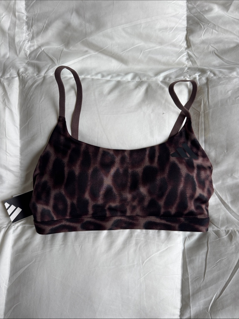 Adidas Optime Essentials Workout Light Support Sports Bra Leopard Print
